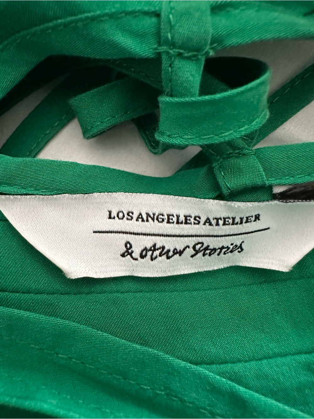 & Other Stories Maxi Dress Emerald Green Pleated V‑Neck size large - Picture 8 of 16